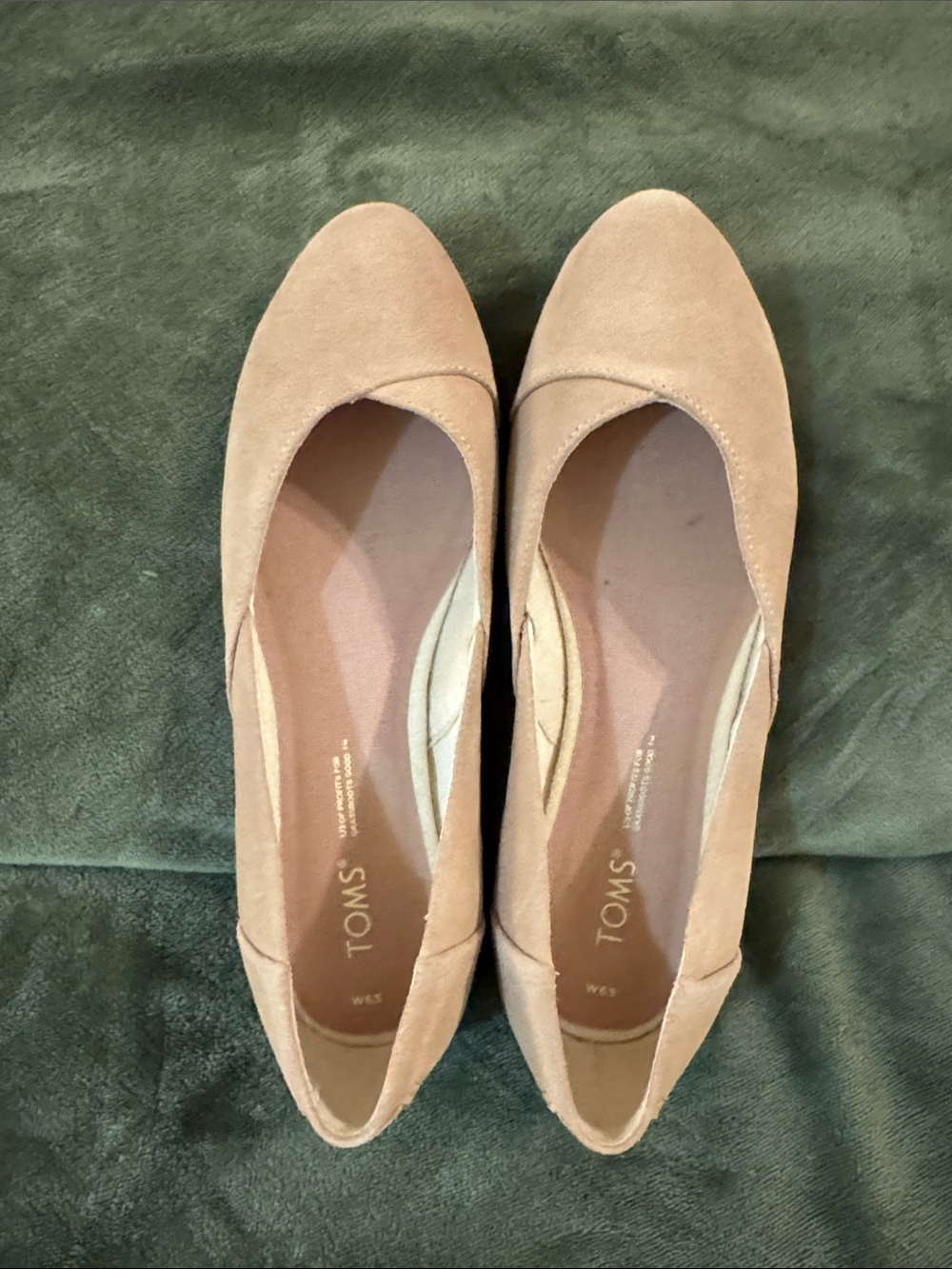 Toms Pink Suede Pointed-Toe Ballet Flats